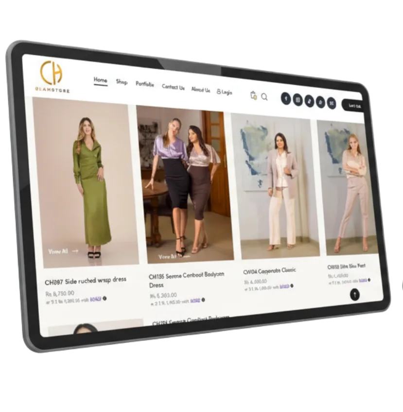 The CH Glamstore online fashion store shown on a laptop and tablet