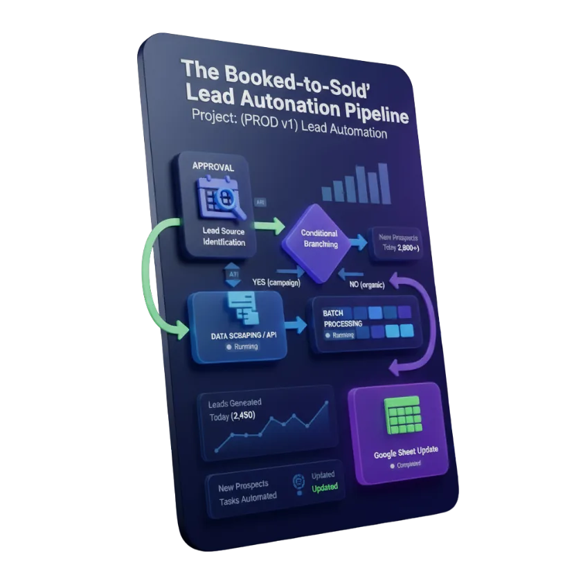 Diagram of the Booked-to-Sold Lead Automation Pipeline