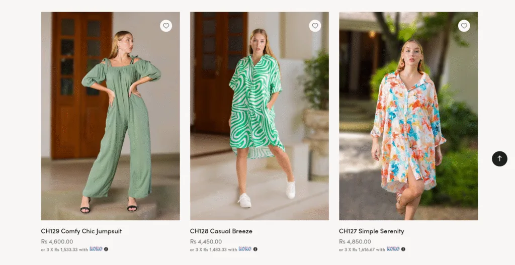 Screenshot of CH Glamstore Sri Lankas Exclusive Fashion Clothing Store