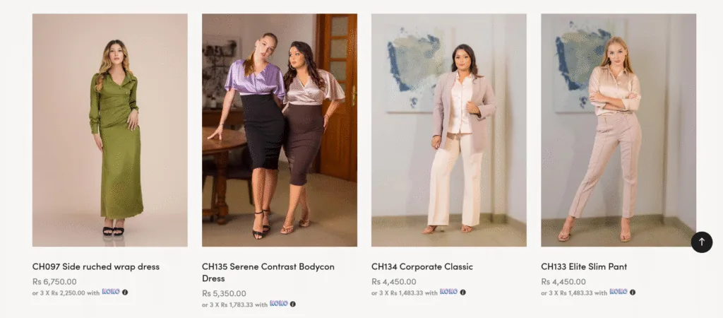 Screenshot of CH Glamstore Sri Lankas Exclusive Fashion Clothing Store