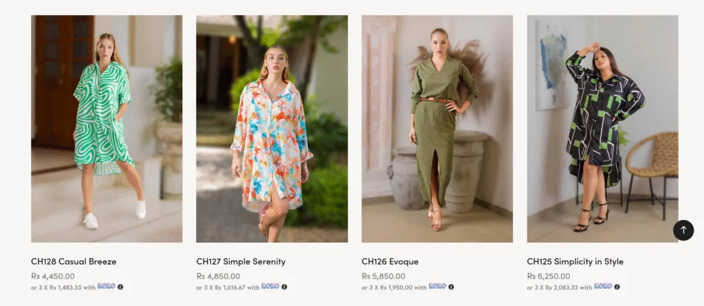 Screenshot of CH Glamstore Sri Lankas Exclusive Fashion Clothing Store