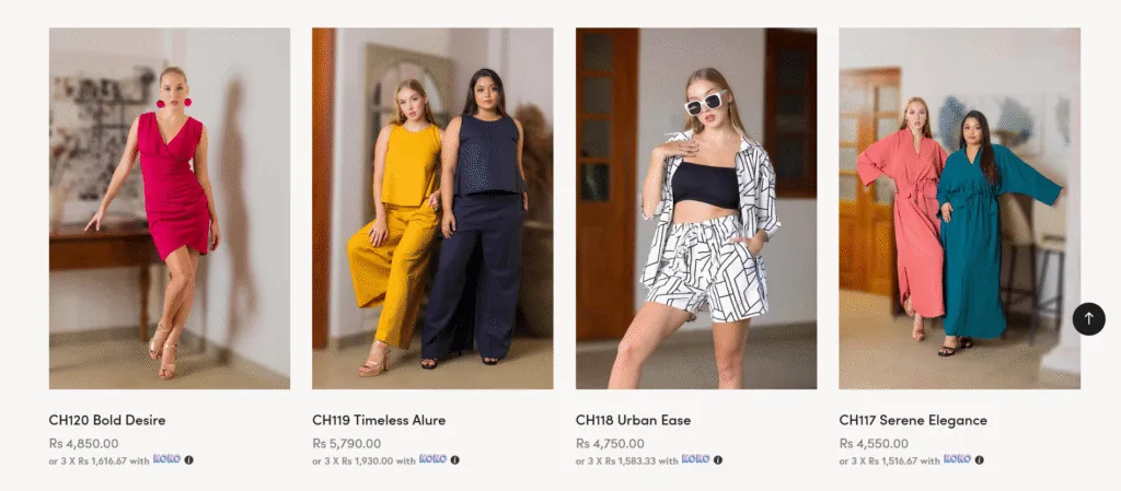 Screenshot of CH Glamstore Sri Lankas Exclusive Fashion Clothing Store