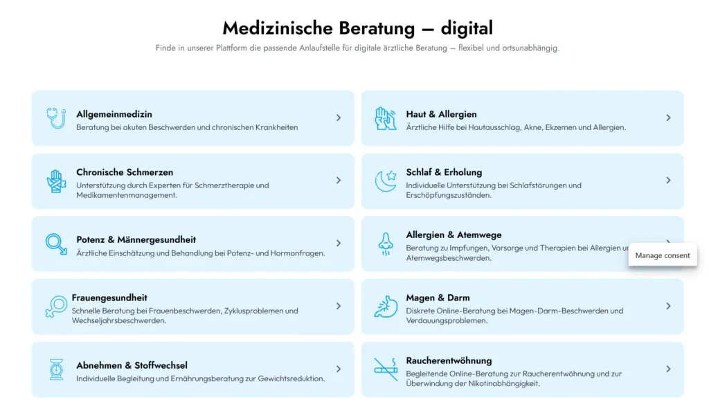 Screenshot of Telemedizin Plattform – Digitale Arztberatung Online Rezepte