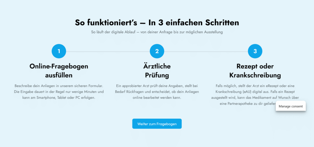 Screenshot of Telemedizin Plattform – Digitale Arztberatung Online Rezepte
